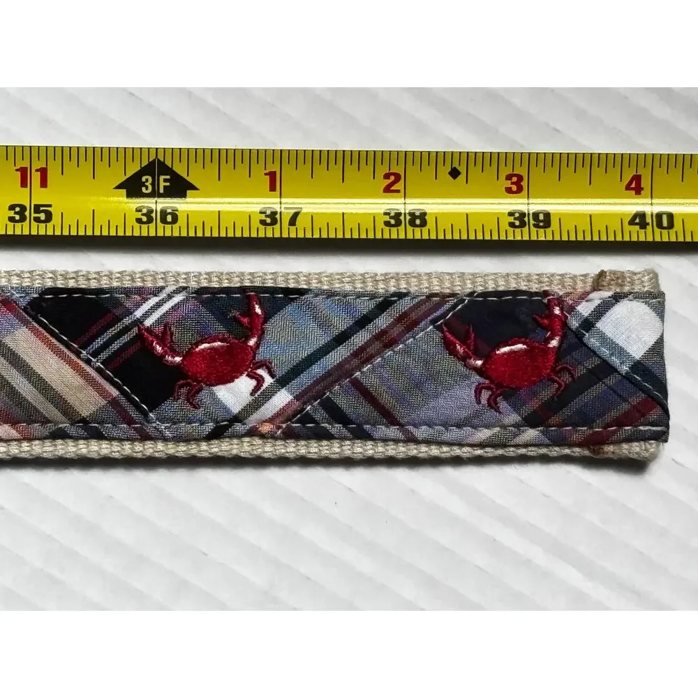 L.L. Bean Womens S/M Madras Plaid Patchwork Embroidered Crab Belt D-Ring Canvas